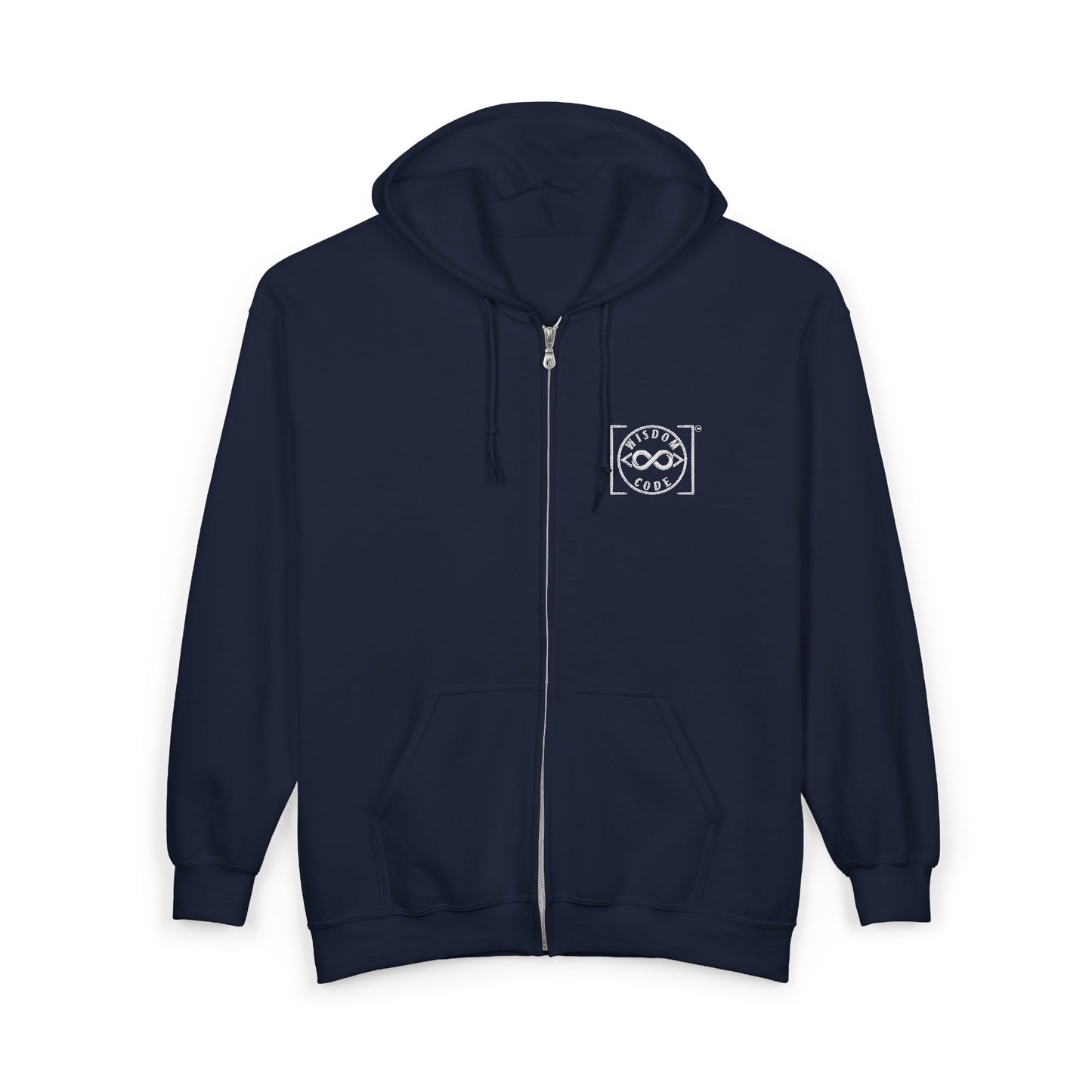 Embroidered Wisdom Code Zip Hoodie