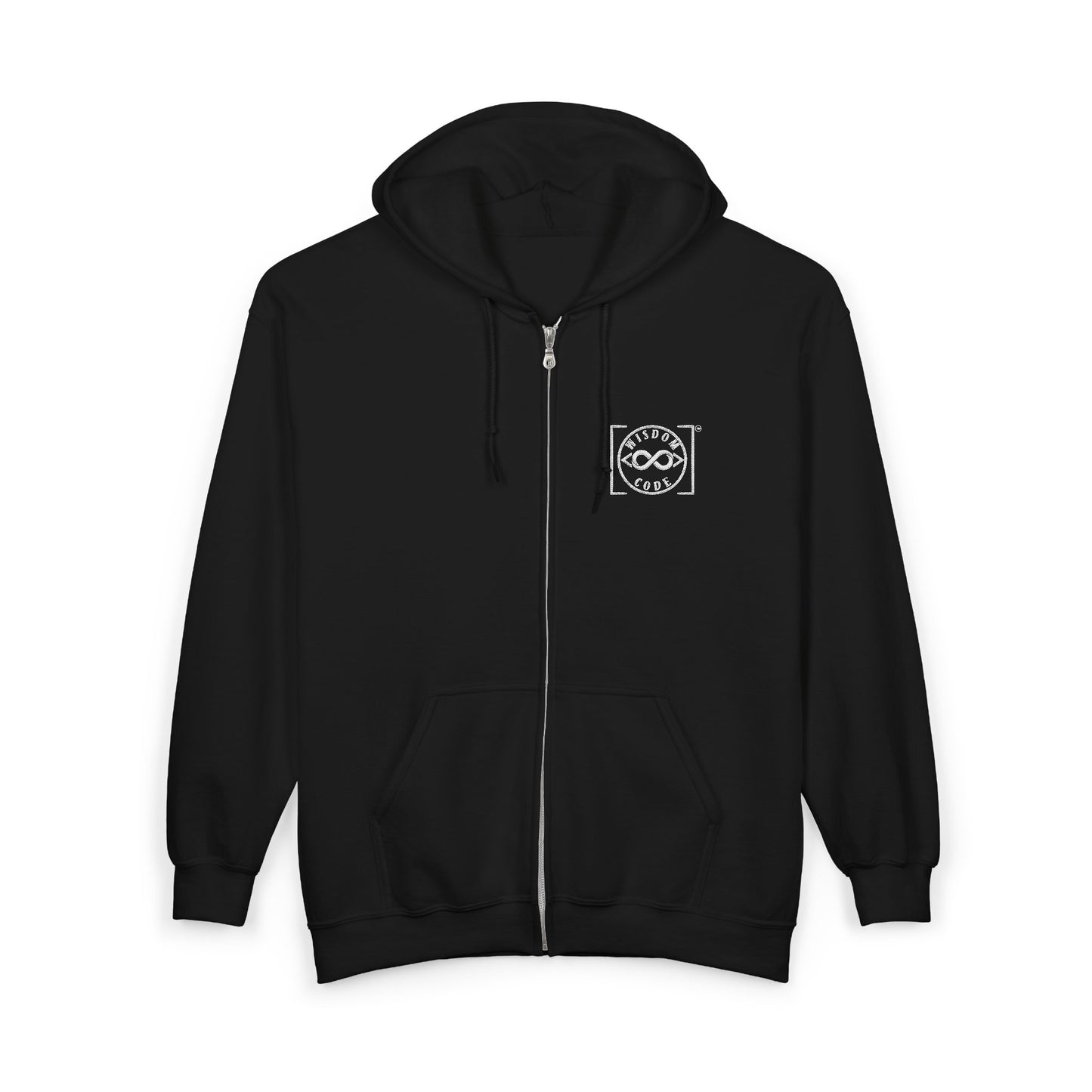 Embroidered Wisdom Code Zip Hoodie