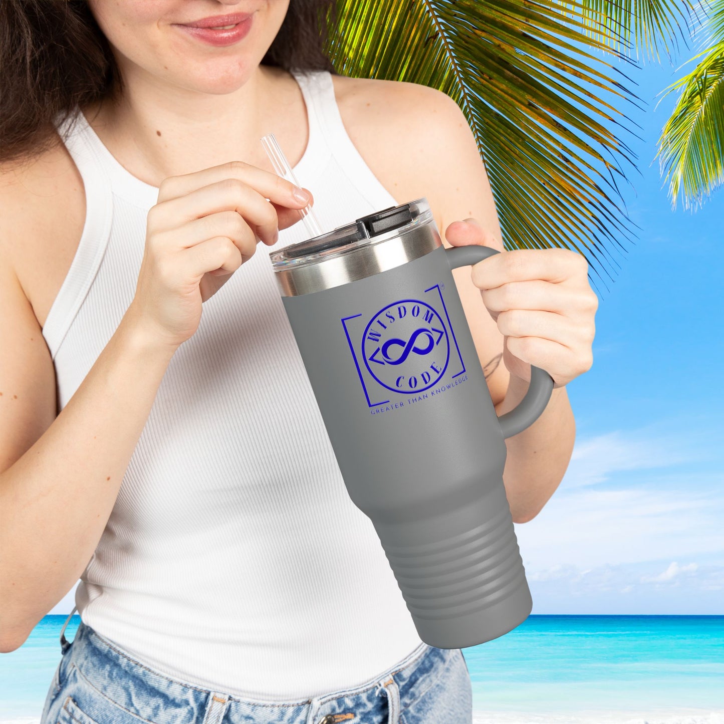 40oz Insulated Travel Mug - Trending Brand for Coffee Lovers, On-the-Go, Gifts for Him/Her, Camping, Office Use - WISDOM CODE
