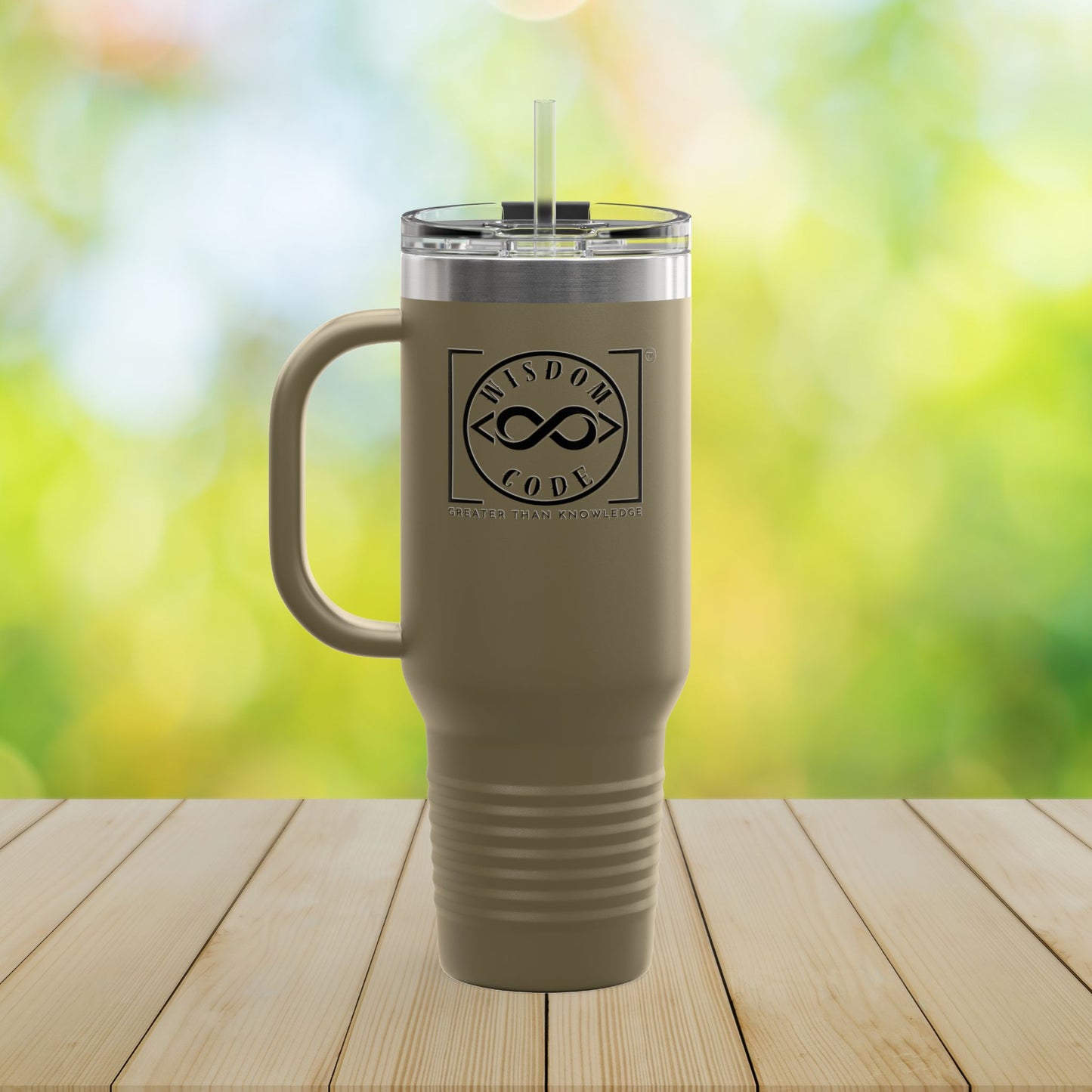 Trending Brand 40oz Insulated Travel Mug - Perfect for Coffee Lovers, On-the-Go, Gifts for Him/Her, Camping, or Office Use - WISDOM CODE