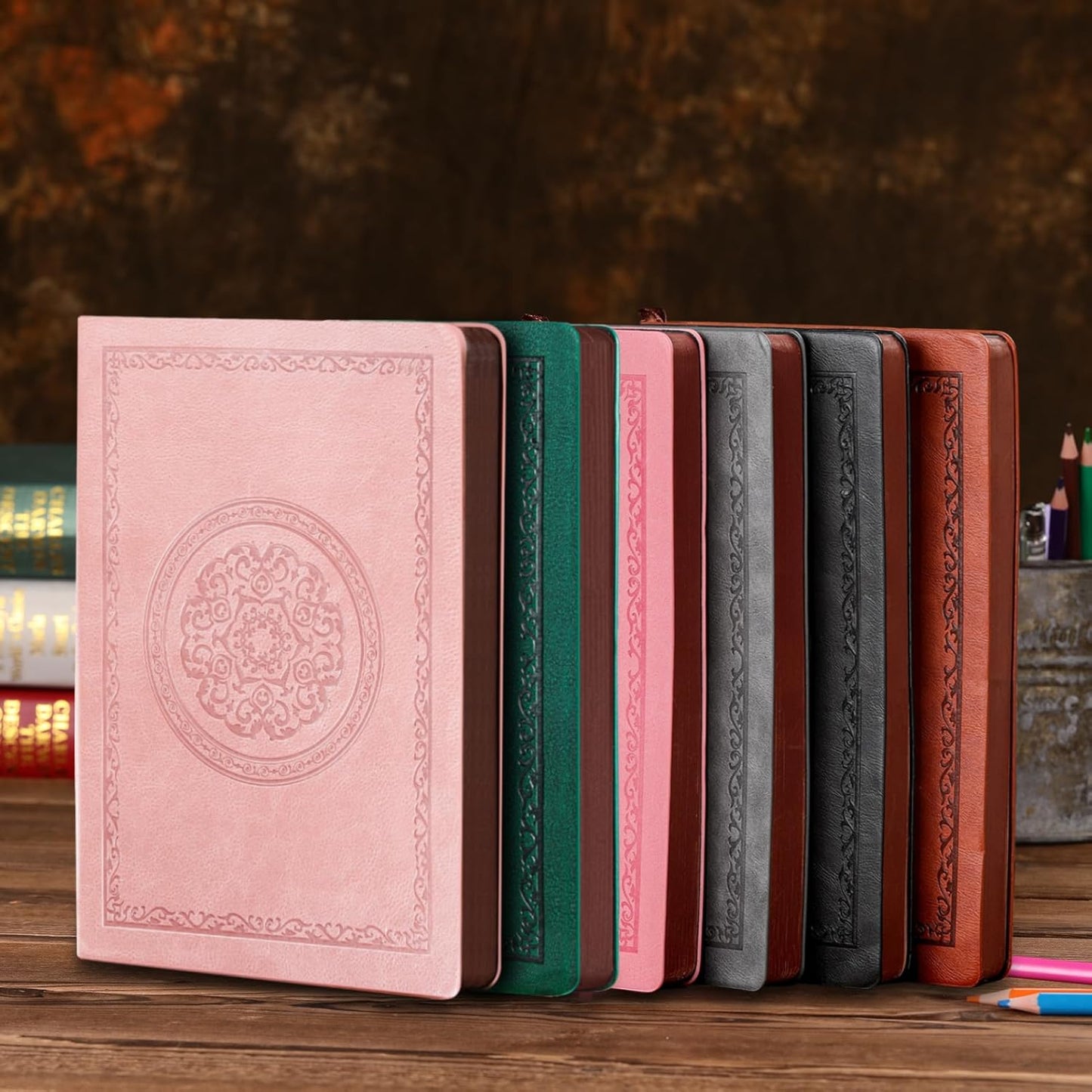 Leather Vintage Journal Notebook - 300 Lined Pages, Softcover for Writing, Travel, and Business - 5.7" x 8.3", Black