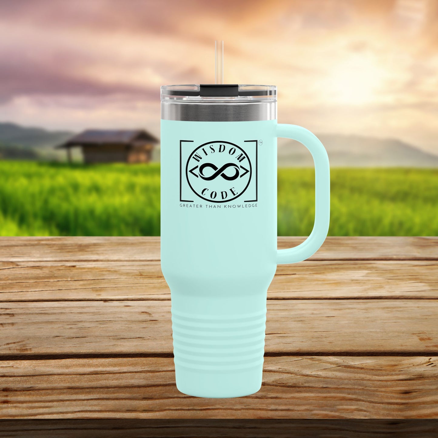 Trending Brand 40oz Insulated Travel Mug - Perfect for Coffee Lovers, On-the-Go, Gifts for Him/Her, Camping, or Office Use - WISDOM CODE