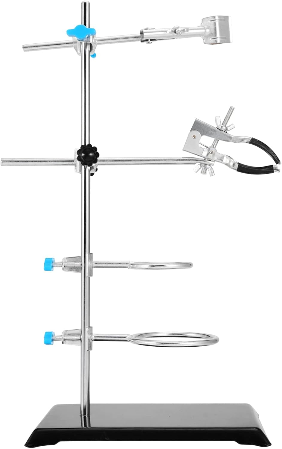 Premium 2 PCS 16 Inch Lab Stand Set with Clamps and Retort Rings - Essential Laboratory Support for Scientific Glassware and Labware