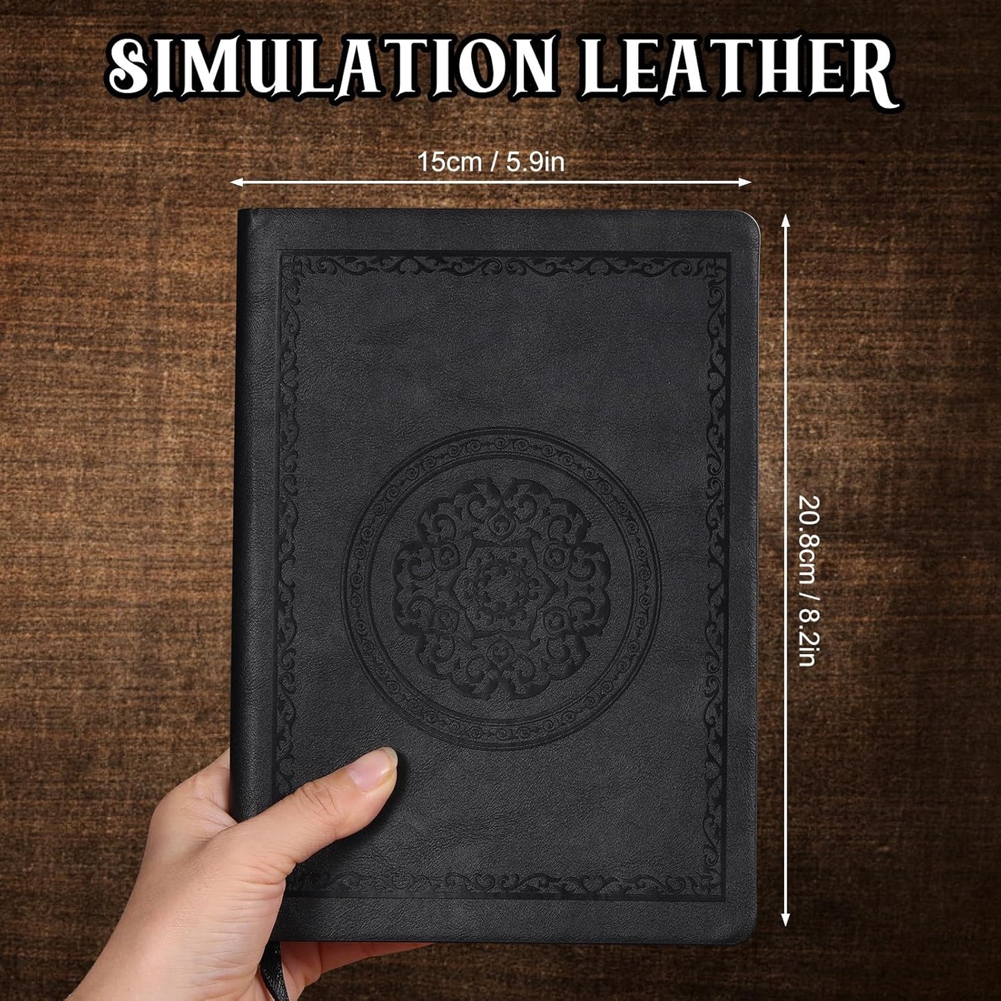 Leather Vintage Journal Notebook - 300 Lined Pages, Softcover for Writing, Travel, and Business - 5.7" x 8.3", Black