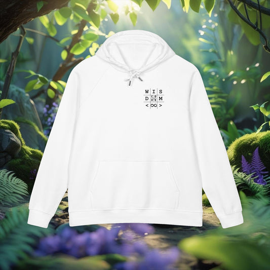 Embroidered Eco Raglan Hoodie - Minimal Nature-Inspired Trending Brand Wisdom Code