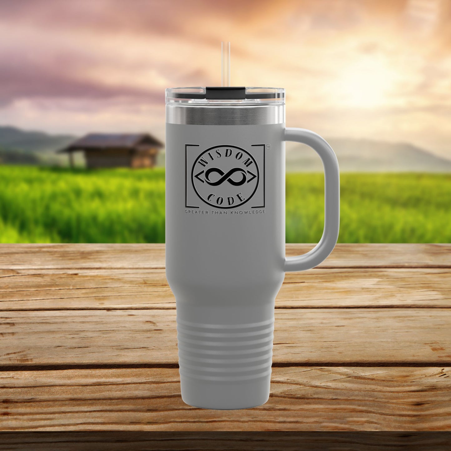Trending Brand 40oz Insulated Travel Mug - Perfect for Coffee Lovers, On-the-Go, Gifts for Him/Her, Camping, or Office Use - WISDOM CODE
