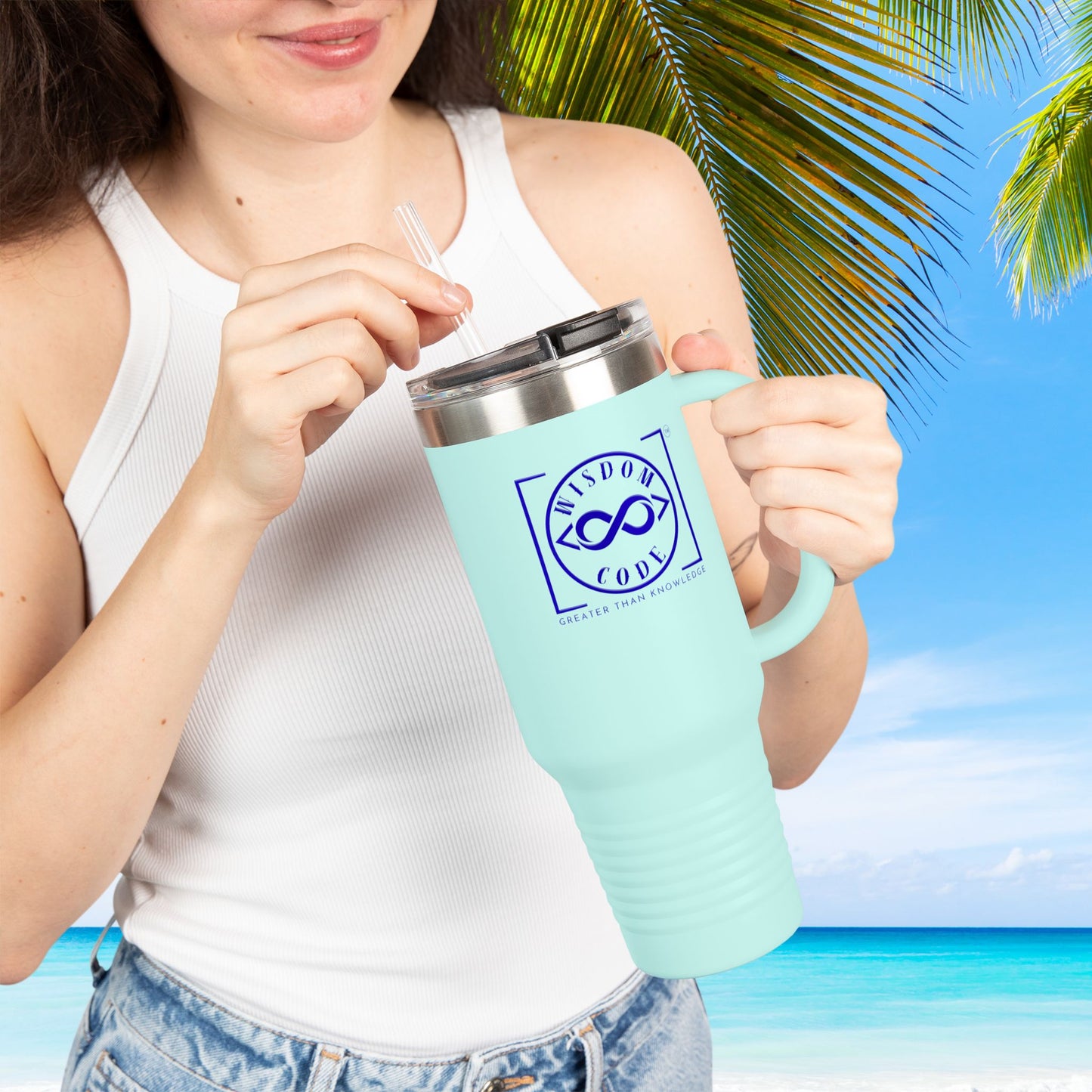 40oz Insulated Travel Mug - Trending Brand for Coffee Lovers, On-the-Go, Gifts for Him/Her, Camping, Office Use - WISDOM CODE