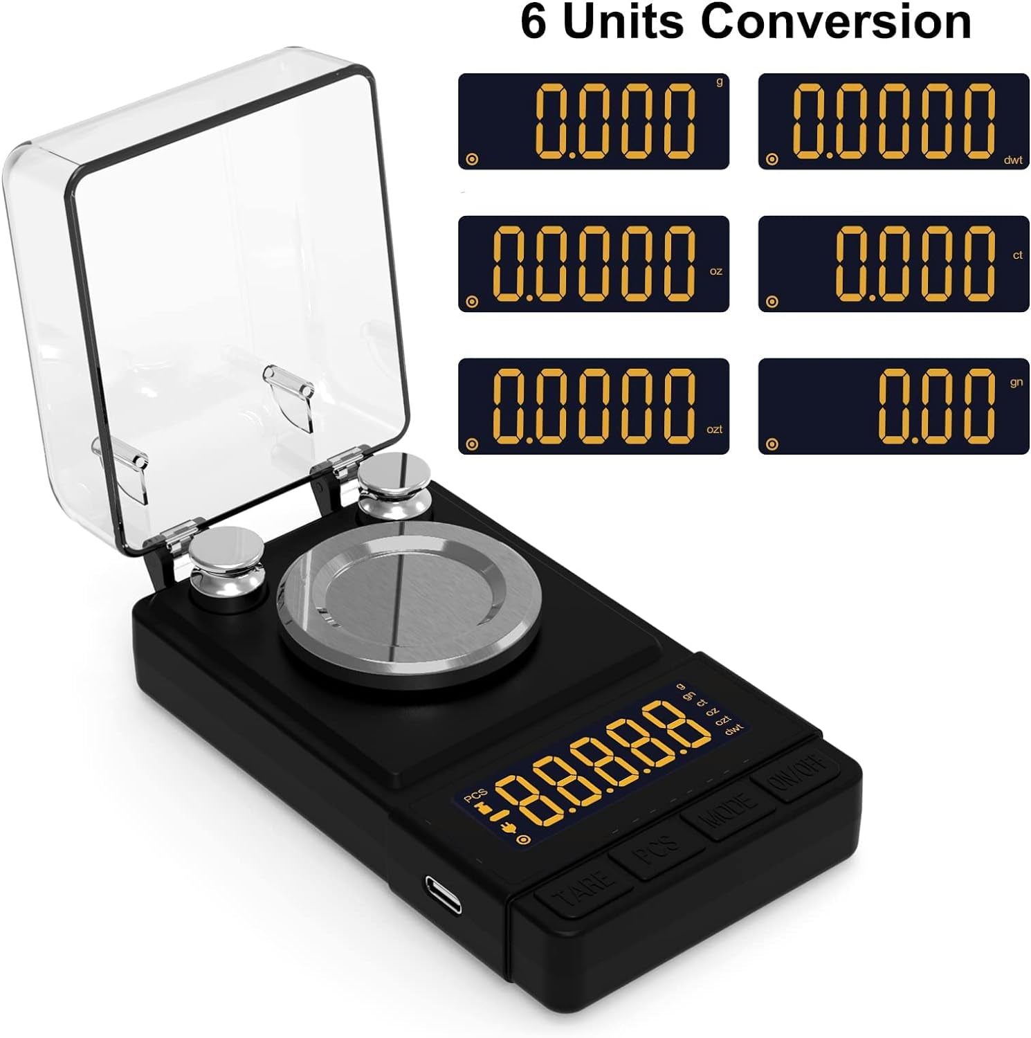 Digital Milligram Scale 50G/0.001G with Calibration Weight and Accessories - Compact Black Powder Scale for Reloading