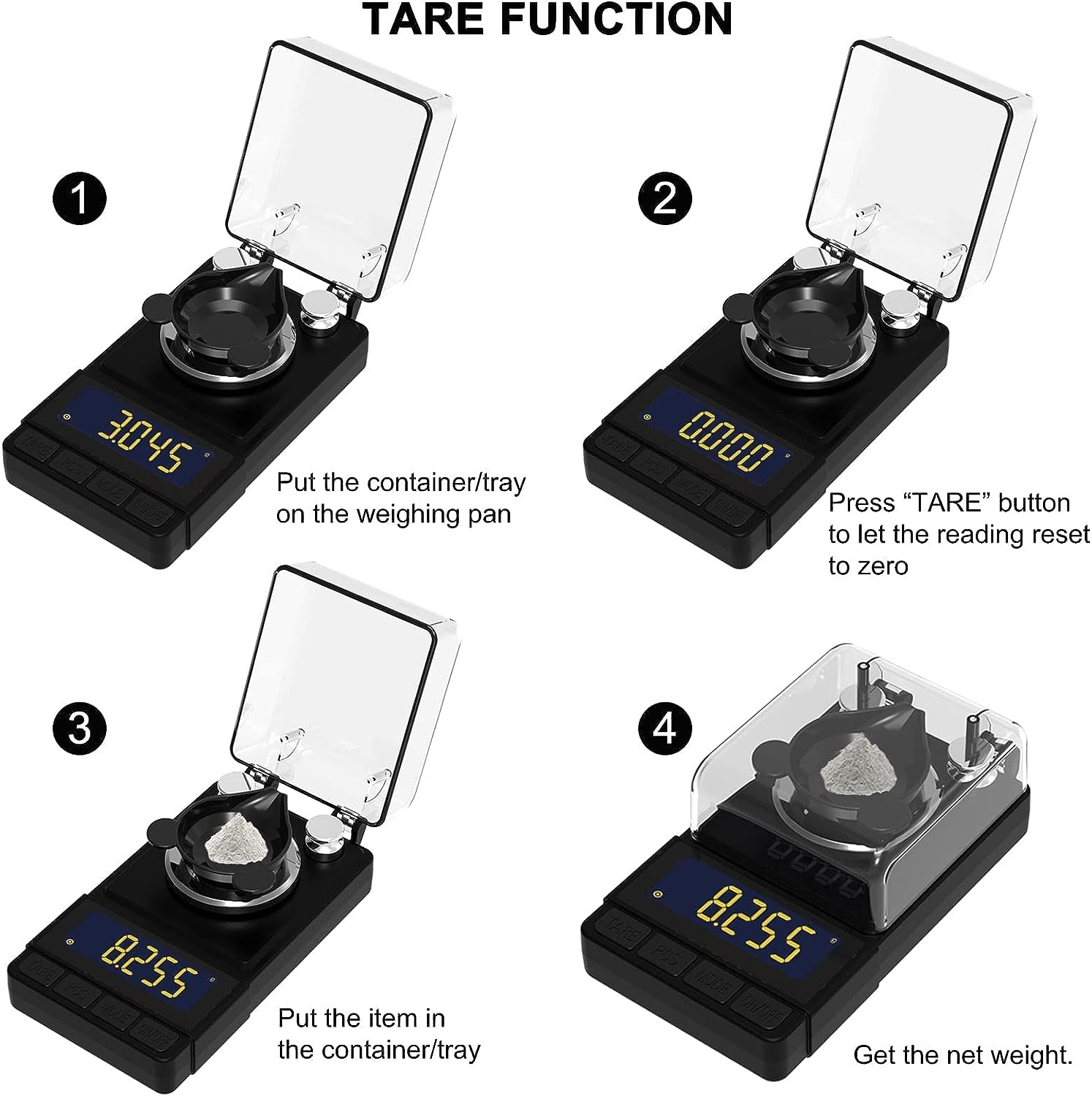 Digital Milligram Scale 50G/0.001G with Calibration Weight and Accessories - Compact Black Powder Scale for Reloading