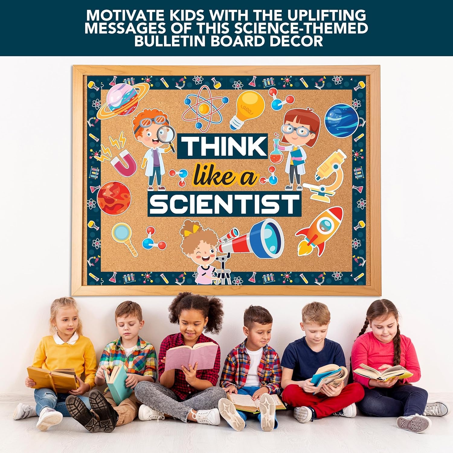 48-Piece Science Bulletin Board Set for Classrooms with Borders - Professional Science Decor for Middle School Classrooms, "Think Like a Scientist" Theme