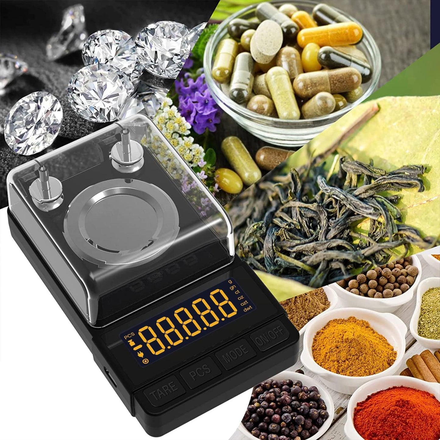 Digital Milligram Scale 50G/0.001G with Calibration Weight and Accessories - Compact Black Powder Scale for Reloading