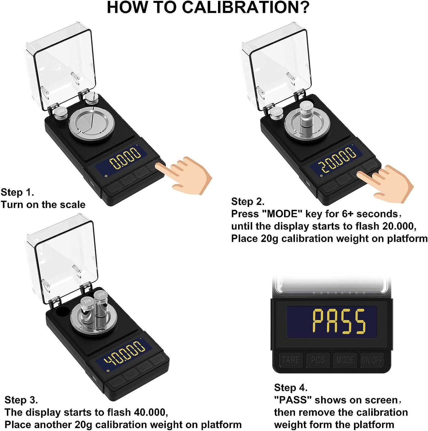 Digital Milligram Scale 50G/0.001G with Calibration Weight and Accessories - Compact Black Powder Scale for Reloading