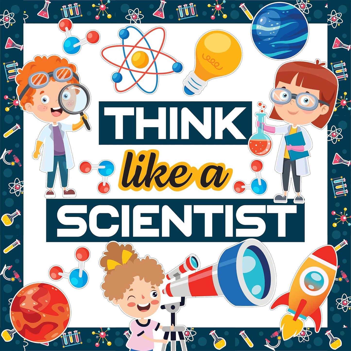 48-Piece Science Bulletin Board Set for Classrooms with Borders - Professional Science Decor for Middle School Classrooms, "Think Like a Scientist" Theme