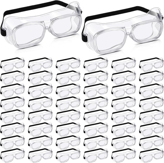 50 Pairs Clear Safety Goggles - Anti-Fog, Anti-Scratch Eye Protection for Science, Chemistry, and Construction - Lightweight & Dust-Proof Goggles