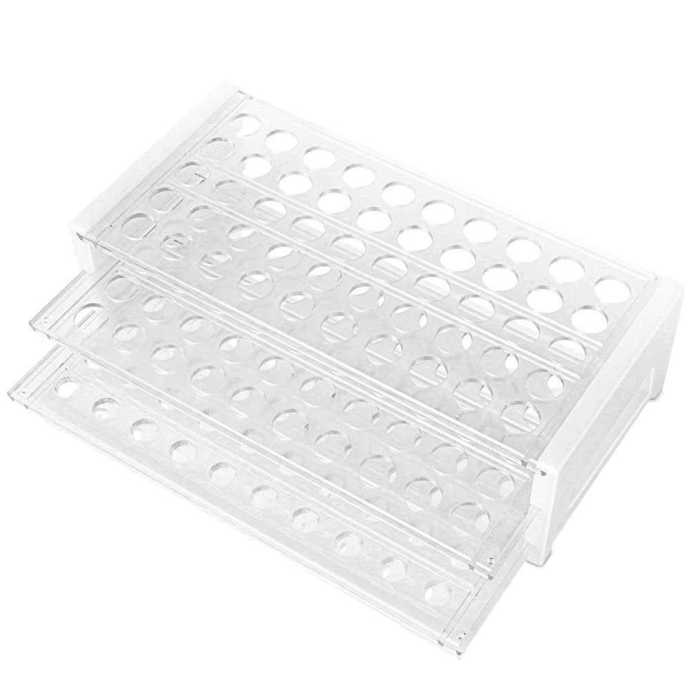 Detachable Plastic Test Tube Rack for 15/18 mm Tubes, 18.7 mm Hole Diameter, Holds 50 Tubes, Model 208U2 (Pack of 1)