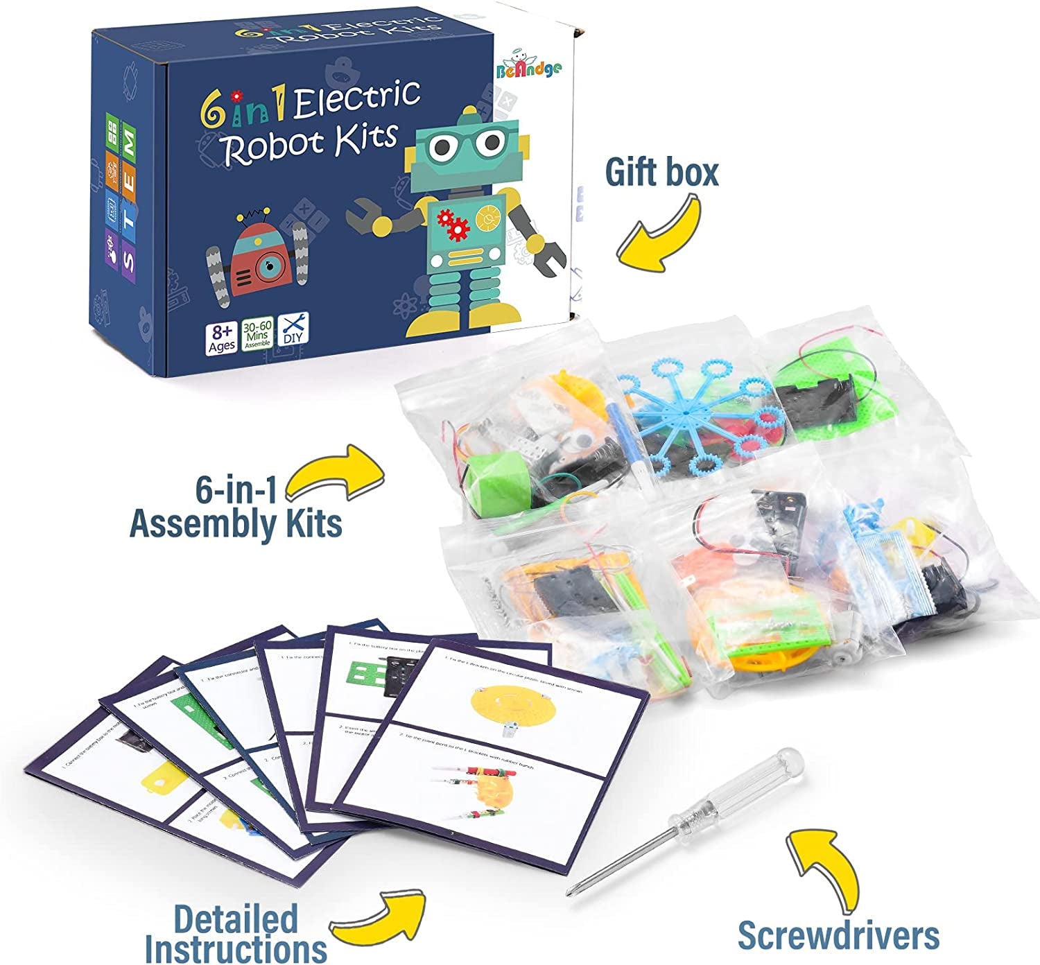 STEM Robotics Science Kits for Children Ages 5-12 - Robot Building and Engineering Project Kits for Boys and Girls - Engaging Science Experiment and Craft Activities for Ages 6-8