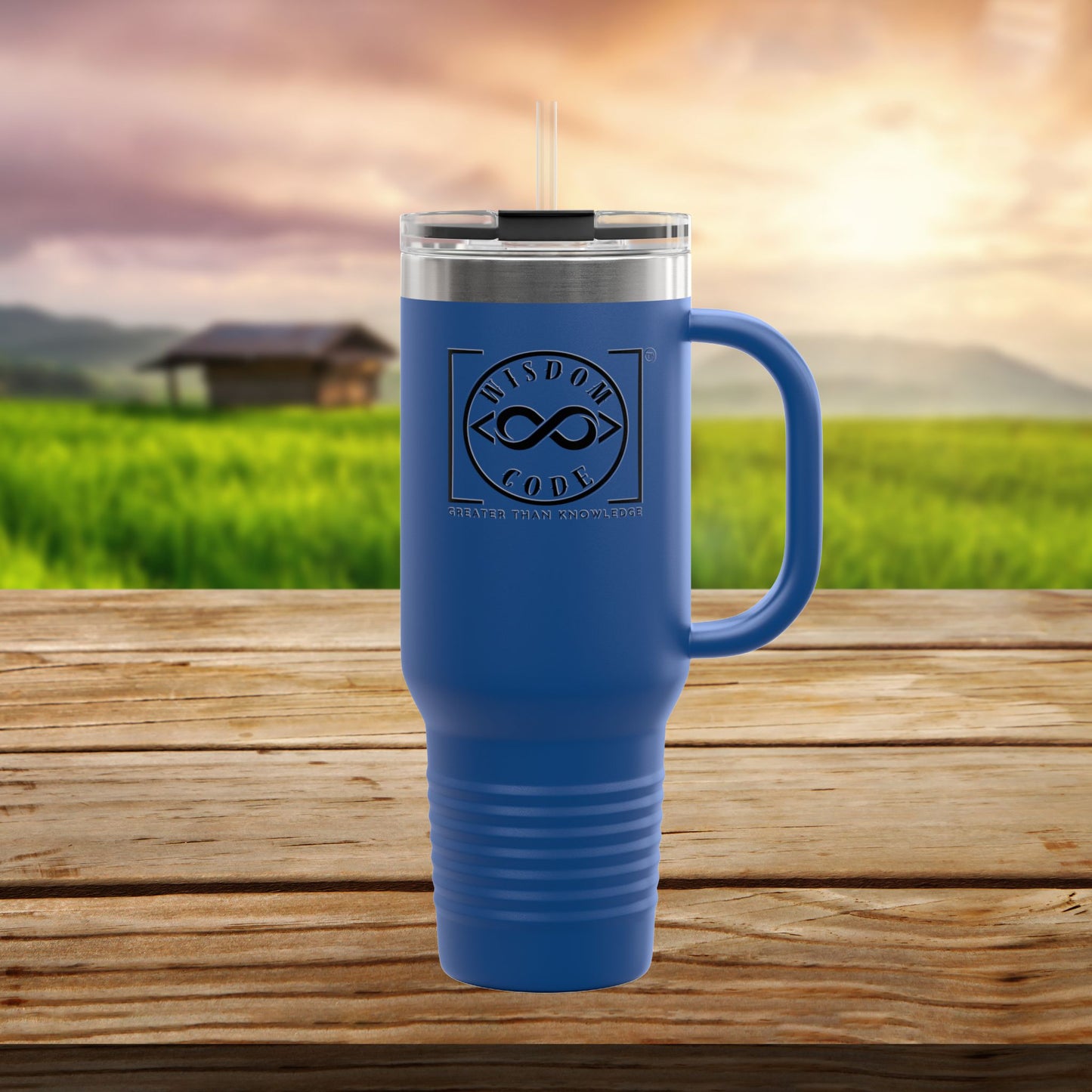 Trending Brand 40oz Insulated Travel Mug - Perfect for Coffee Lovers, On-the-Go, Gifts for Him/Her, Camping, or Office Use - WISDOM CODE