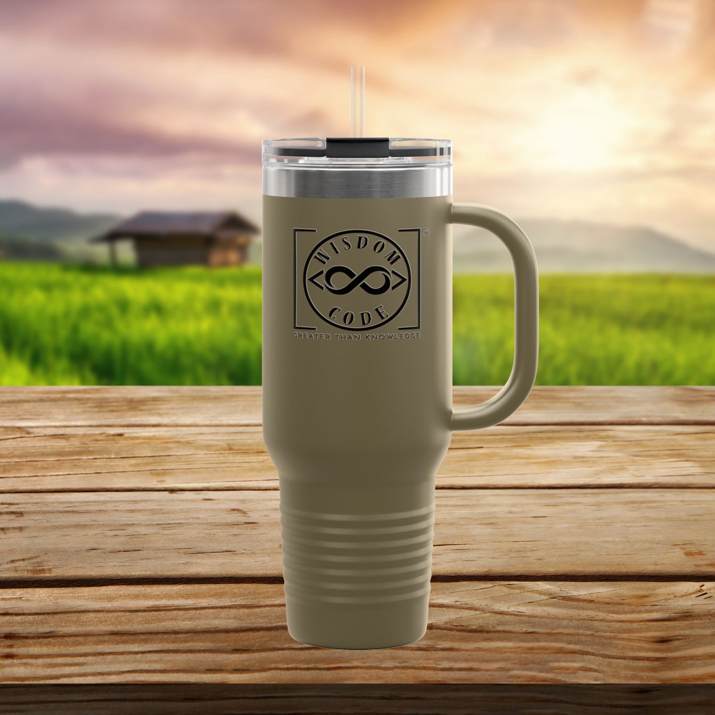 Trending Brand 40oz Insulated Travel Mug - Perfect for Coffee Lovers, On-the-Go, Gifts for Him/Her, Camping, or Office Use - WISDOM CODE