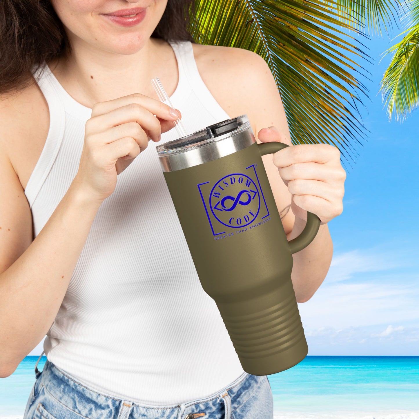 40oz Insulated Travel Mug - Trending Brand for Coffee Lovers, On-the-Go, Gifts for Him/Her, Camping, Office Use - WISDOM CODE