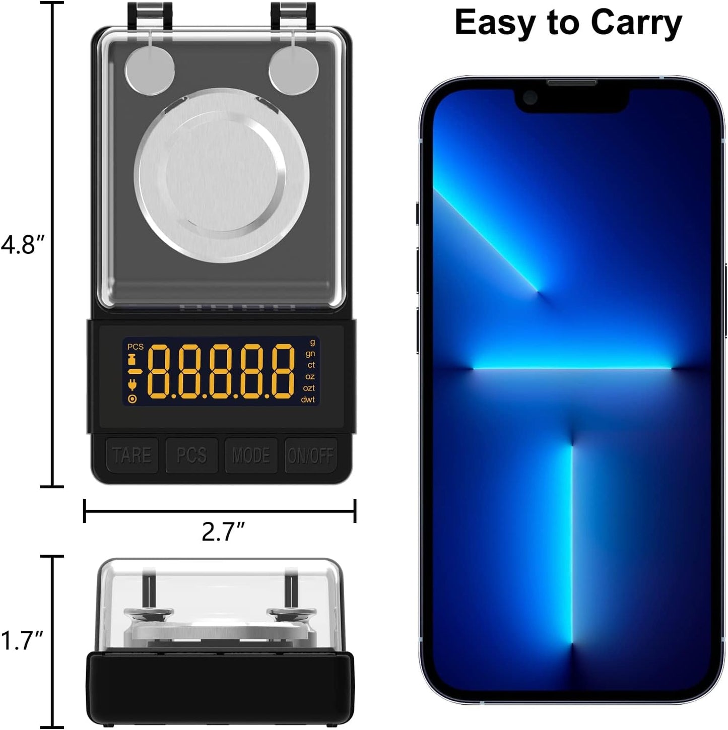 Digital Milligram Scale 50G/0.001G with Calibration Weight and Accessories - Compact Black Powder Scale for Reloading