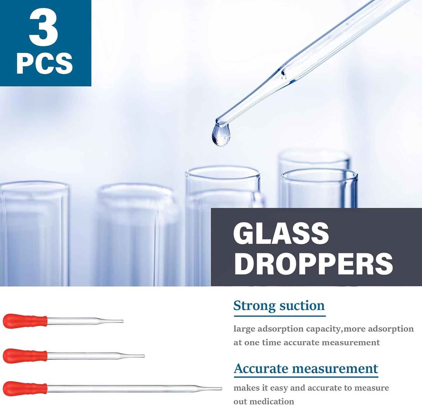 20 Pcs Lab Glassware Include 4 Graduated Cylinder Set, 4 Glass Beaker Set, 3 Glass Dropper, 4 Stirring Rod, 5 Measuring Cups for Laboratory Equipment Science Chemistry Supplies