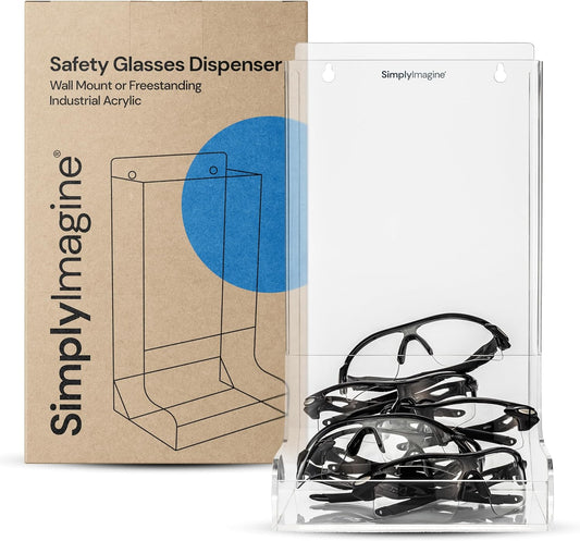 Acrylic Safety Glasses Dispenser Bin - Versatile Holder for Protective Eyewear, Suitable for Stand or Wall Mount in Industrial, Dental, and Laboratory Environments