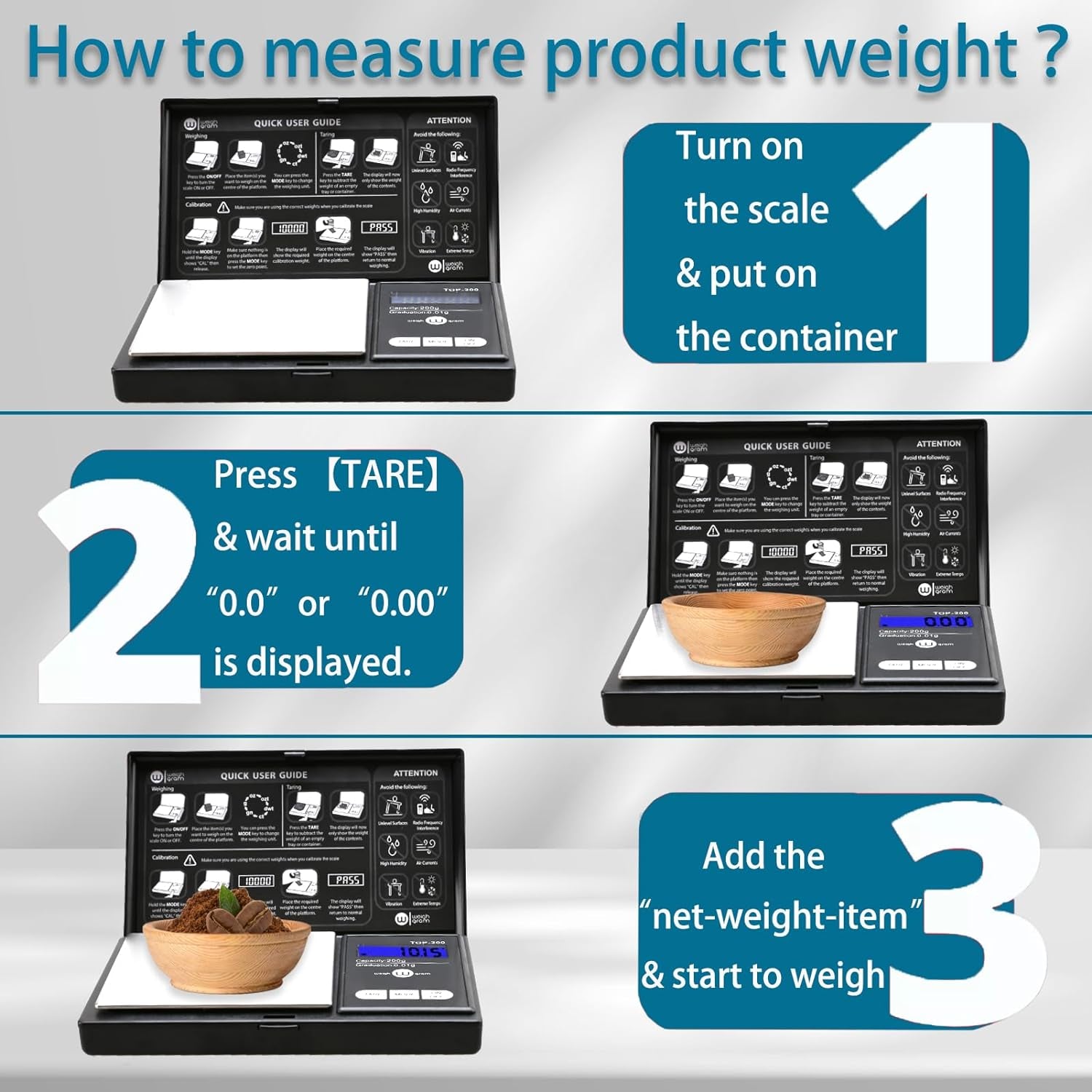 200G Digital Pocket Scale with 0.01G Accuracy - Compact Mini Scale for Food, Jewelry, and Grains, Includes 100G Calibration Weight