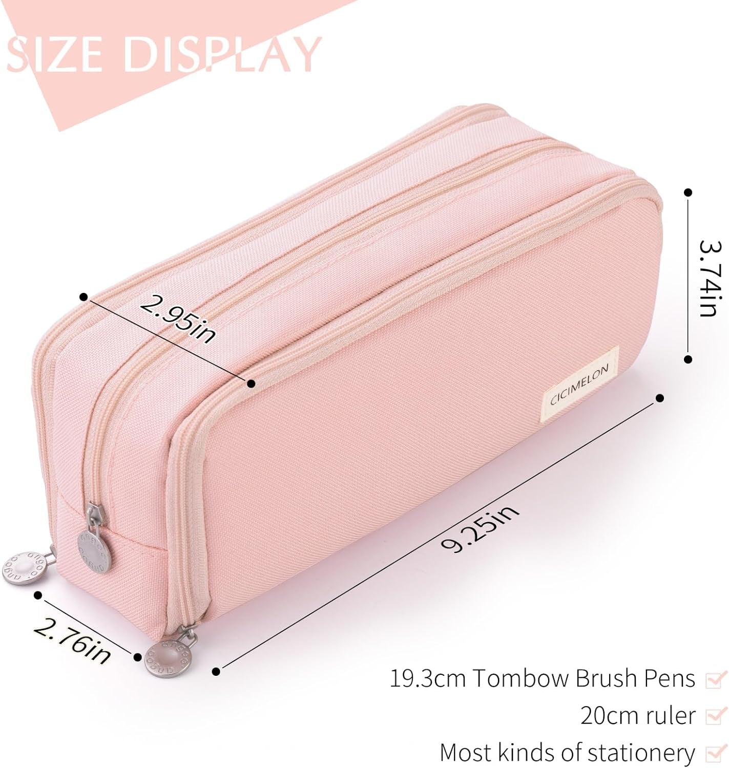 Spacious 3-Compartment Pink Pencil Case for School & Office - Perfect for Teens and Adults!