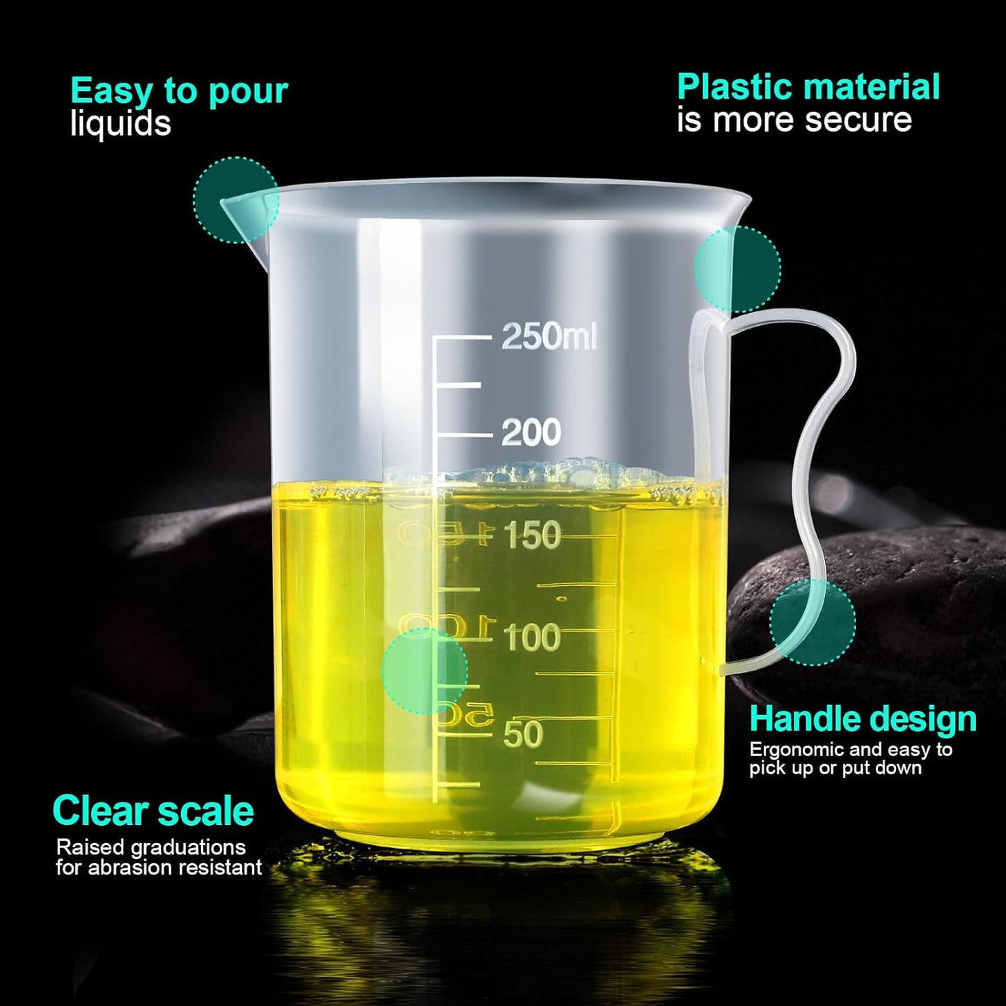 Complete Set of 10 Clear Plastic Graduated Cylinders and Beakers - 5 Sizes Each for Accurate Measurements